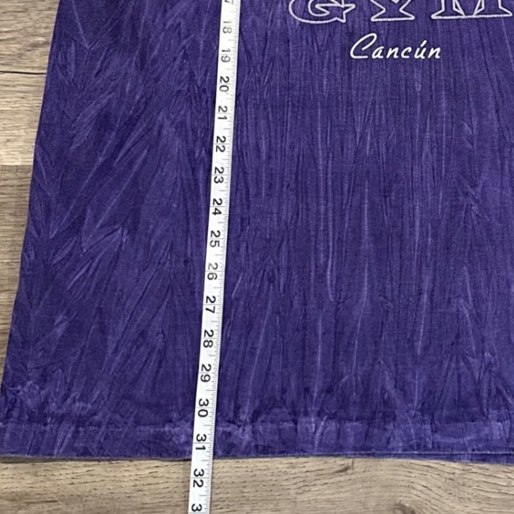 Vintage Gold's Gym Cancun T-Shirt Purple Tie Dye Acid Wash Men L/XL Gymwear - Picture 5 of 6